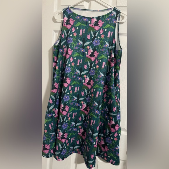 Dresses & Skirts - Green Floral Fairy Print Dress with Pink & Purple Accents